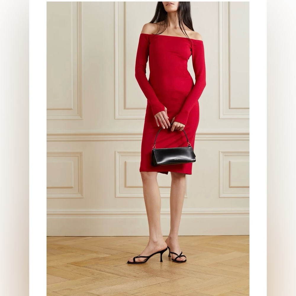 NWT ALICE + OLIVIA Dorinda off-the-shoulder stretch-jersey dress